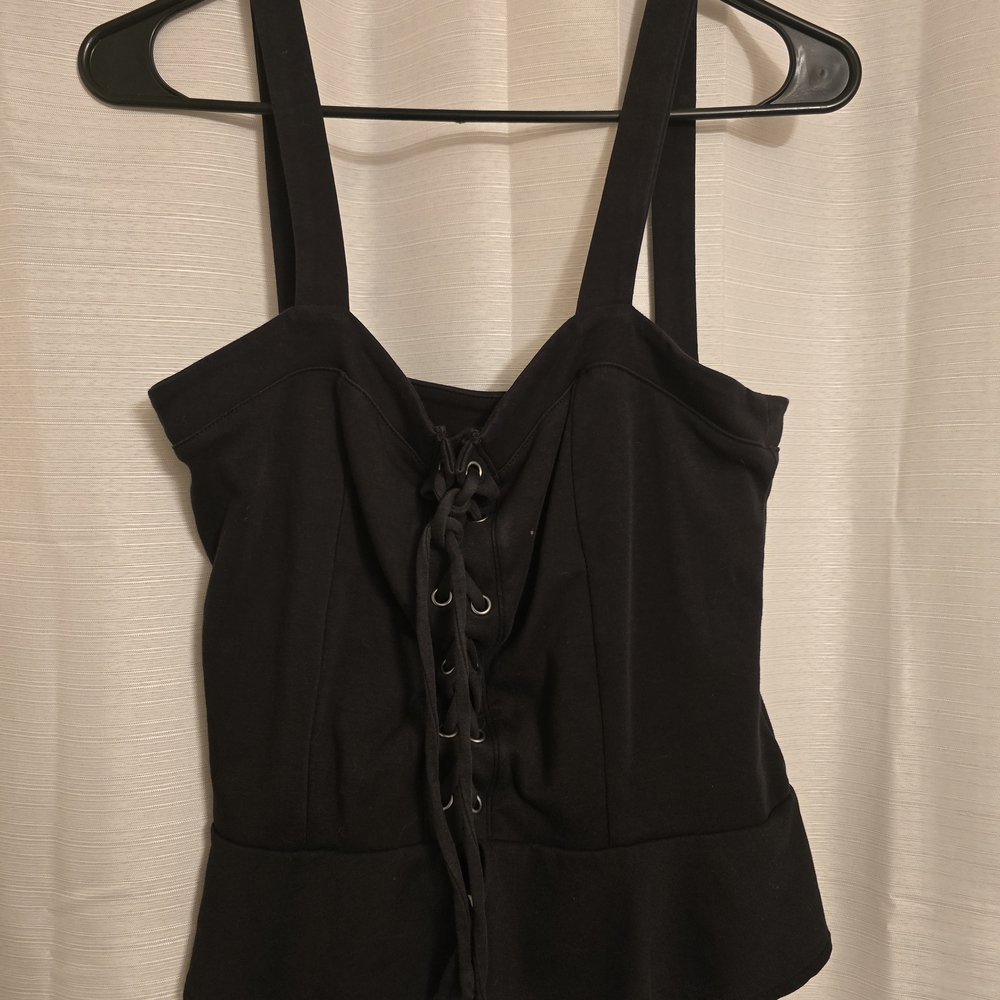 Black Lace-Up Women's Top